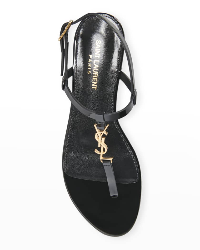 Ysl Saint Laurent Cassandra Flat Black Leather