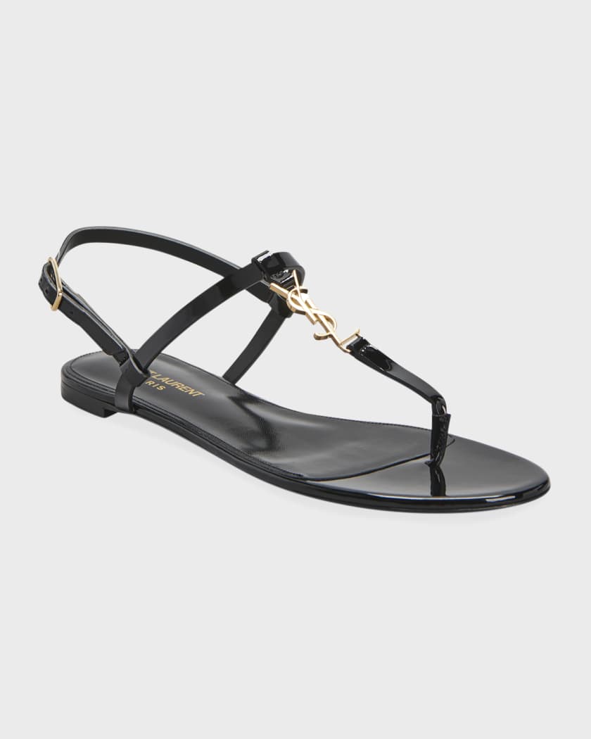 Ysl Saint Laurent Cassandra Flat Black Leather