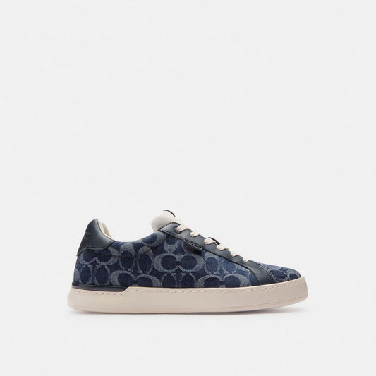 Coach Clip Court Sneaker Navy signature canvas